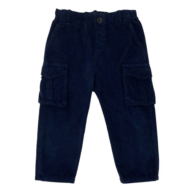 Corduroy Cargo Trousers | Navy blue