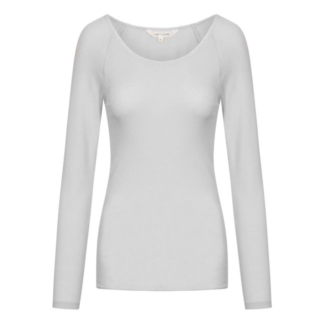 Celia Organic Cotton Pointelle T-shirt Light grey