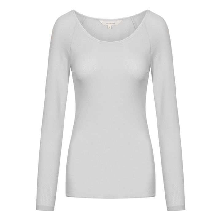 Celia Organic Cotton Pointelle T-shirt | Gris Claro- Imagen del producto n°0