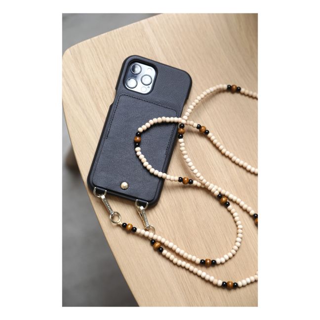 Arielle Wooden Bead Phone Strap | Black