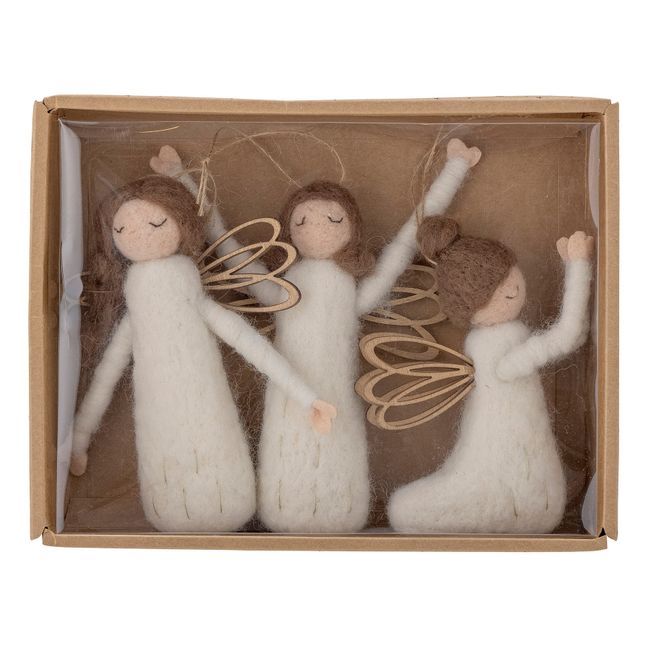 Decorazione natalizia Pavla in lana - Set di 3 | Bianco