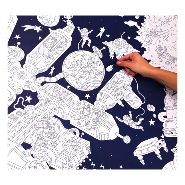 Poster géant à colorier et stickers - Space Station