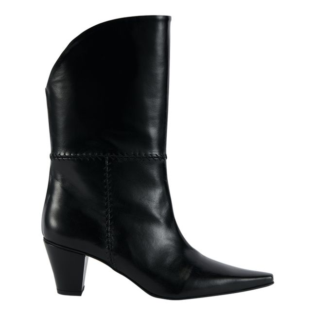 Mittelhohe Stiefel mit Absatz | Schwarz