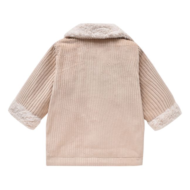 Malawi Corduroy Fur-Lined Coat | Beige