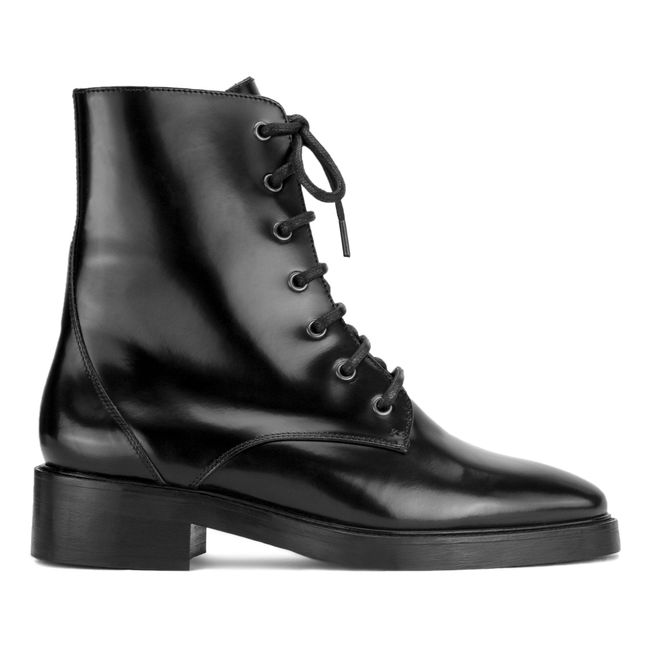 N°499 Patent Leather Lace-Up Boots Schwarz