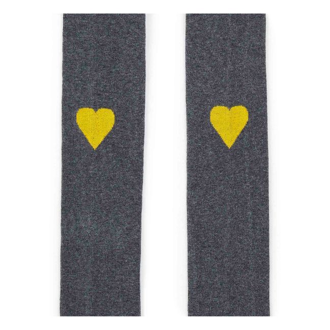 Leotardos Corazones | Gris jaspeado oscuro