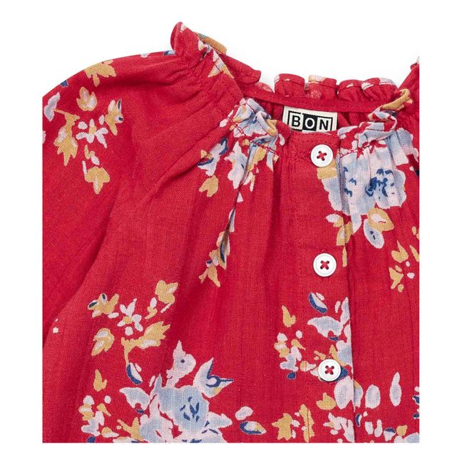 Reina Cotton Muslin Blouse Rosso