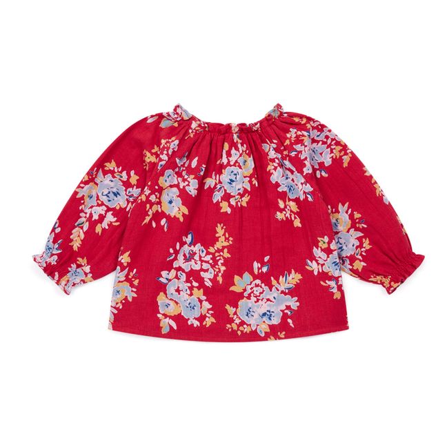Reina Cotton Muslin Blouse Rosso