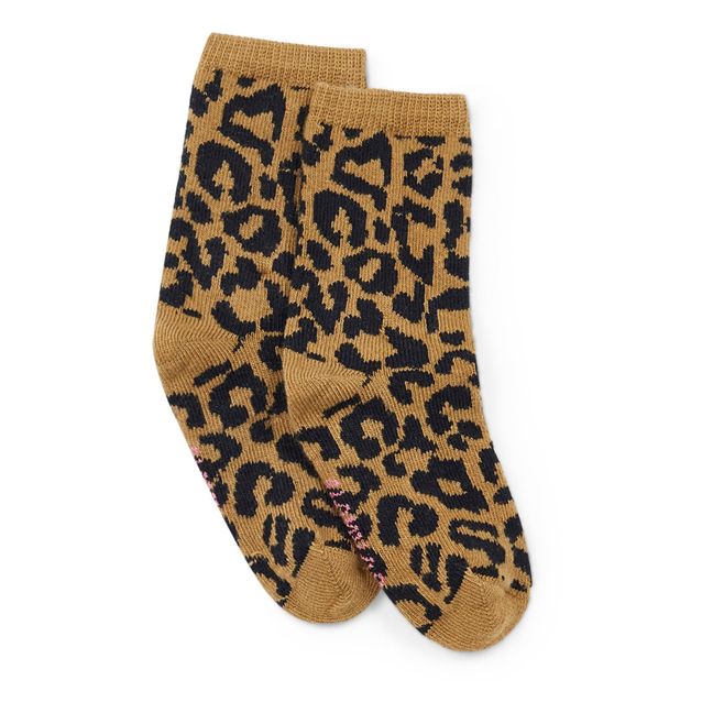 Leopard Print Socks Camel