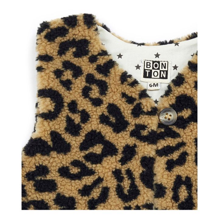 Beti Leopard Print Faux Fur Vest | Camel- Immagine del prodotto n°1