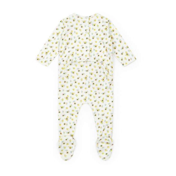 Amber Floral Organic Cotton Pyjamas Ecru Bonton Fashion Baby