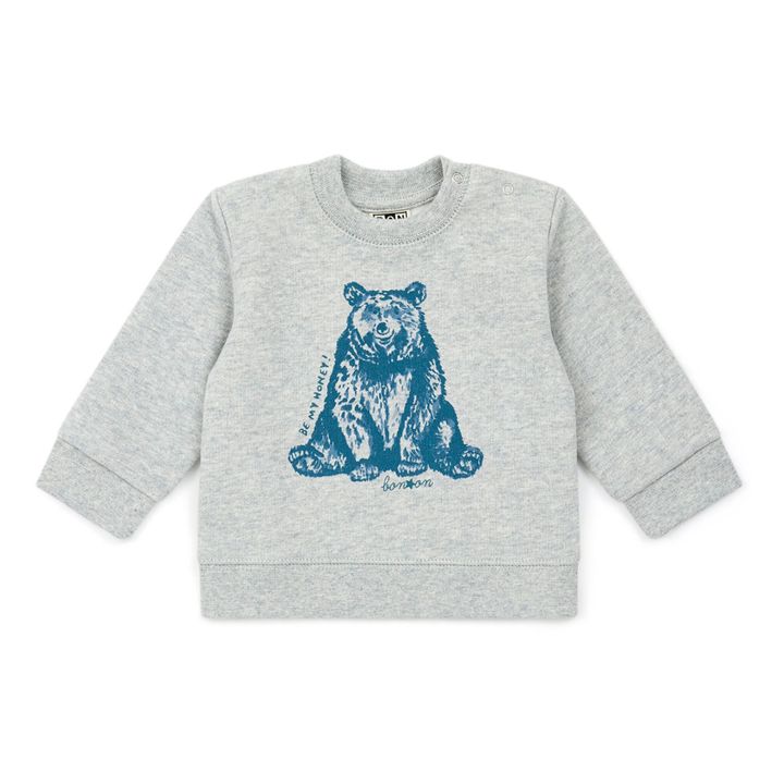 Organic Cotton Bear Sweatshirt | Grau Meliert- Produktbild Nr. 0
