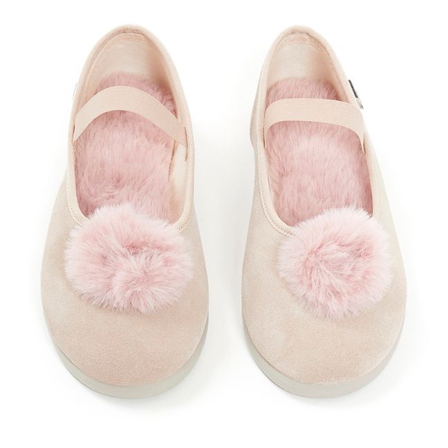 Pia Fur-Lined Suede Booties | Pale pink