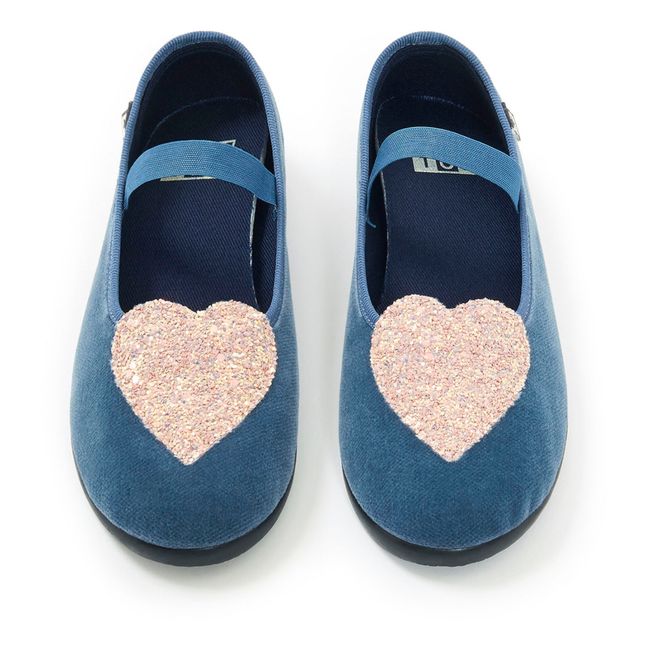 Sarra Velvet Slippers | Blue