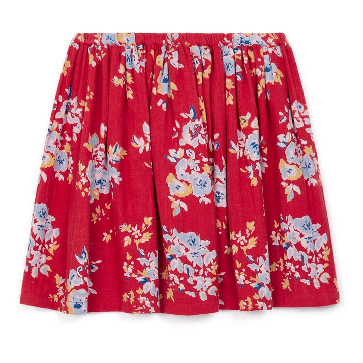 Framboise Floral Organic Cotton Muslin Skirt Red- Product image n°0