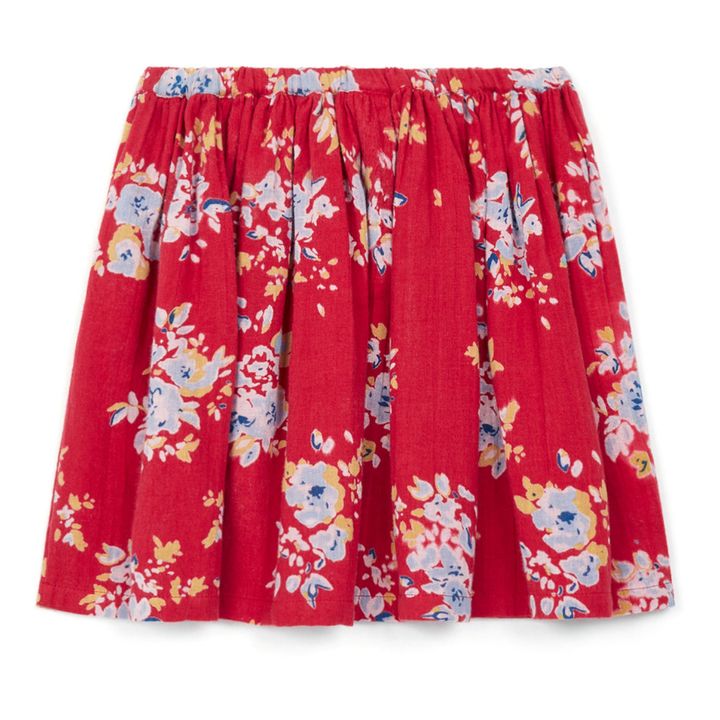 Framboise Floral Organic Cotton Muslin Skirt Red- Product image n°2