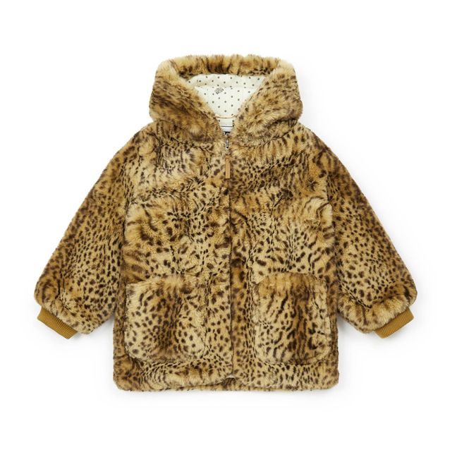 Foxy Leopard Print Faux Fur Coat | Beige