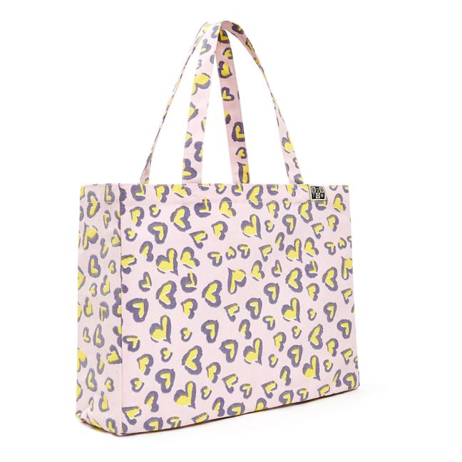 Leopard Heart Print Tote Bag | Rosa chiaro