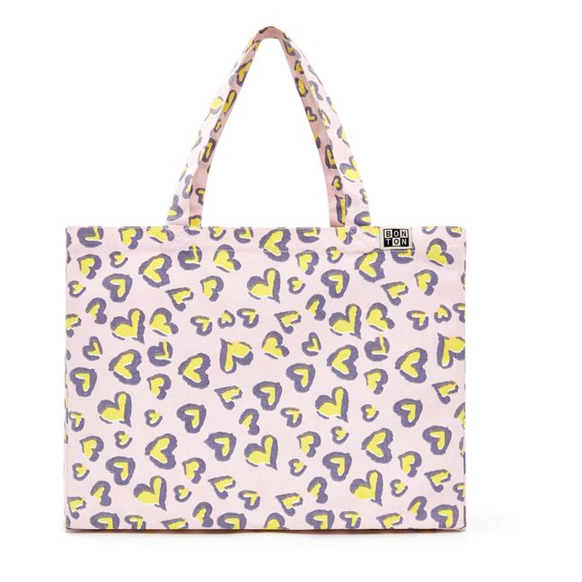 Leopard Heart Print Tote Bag | Rosa chiaro