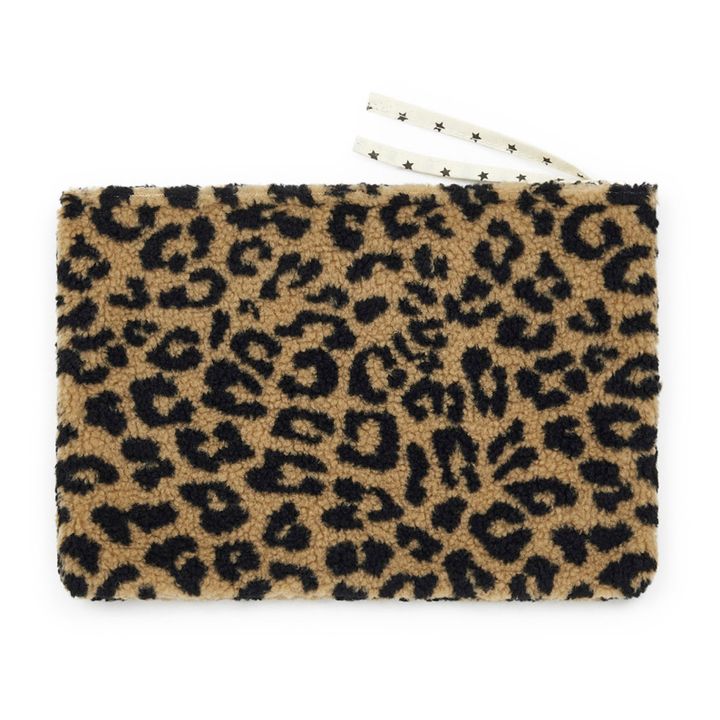 Leopard Print Faux Fur Pouch | Camel- Imagen del producto n°0