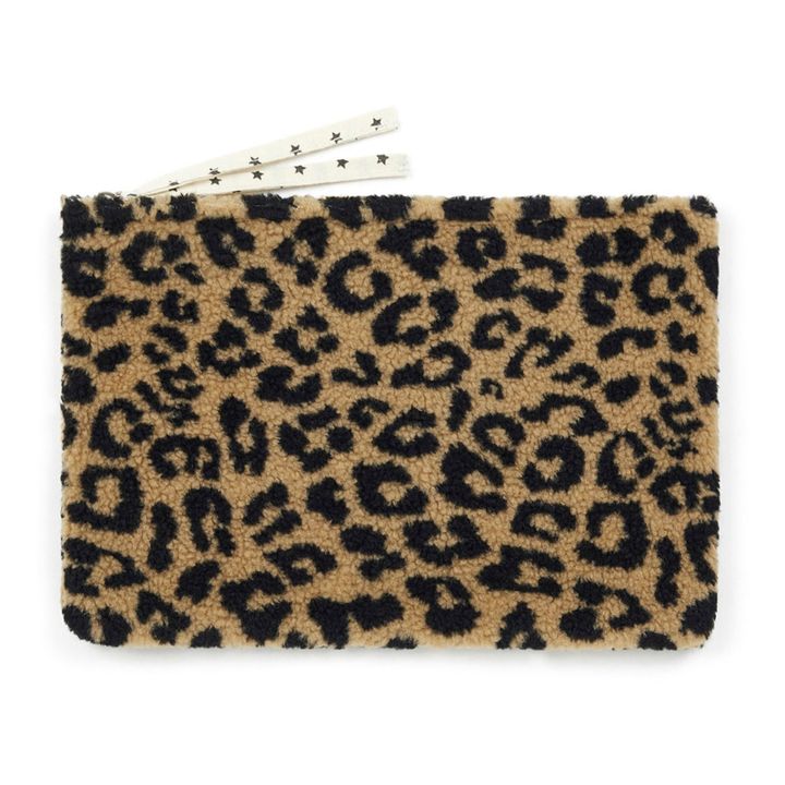 Leopard Print Faux Fur Pouch | Camel- Product image n°1