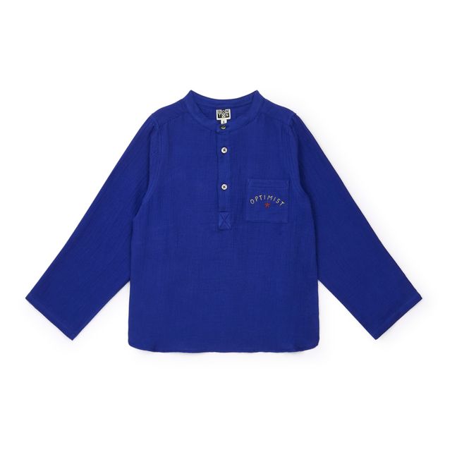 Edgar Organic Cotton Muslin Kurta Shirt | Blue