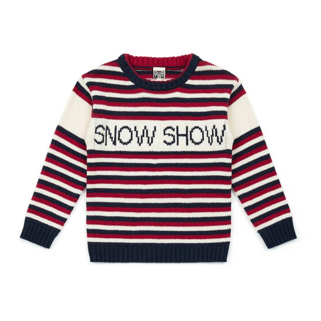 Snow Striped Woollen Sweater | Navy