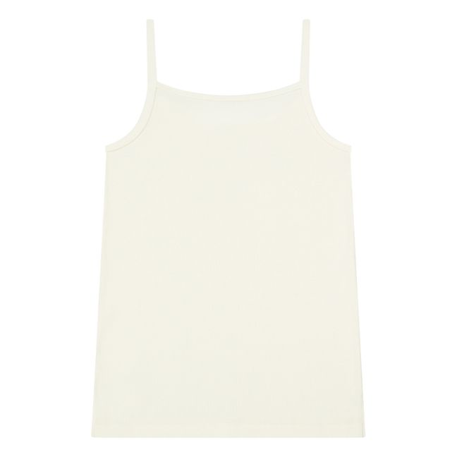 Vestido de algodón orgánico acanalado | Blanco Roto