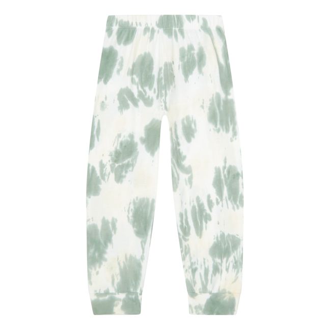 Slim Organic Cotton Pyjama Trousers Mármol verde