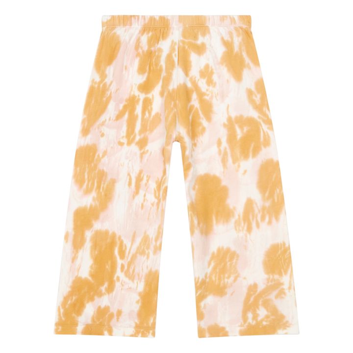 Wide-Legged Organic Cotton Pyjama Trousers | Tie&dye Rosa antico- Immagine del prodotto n°2
