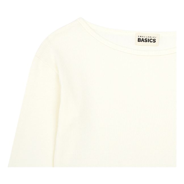T-Shirt Côtelé Coton Bio | Blanc cassé