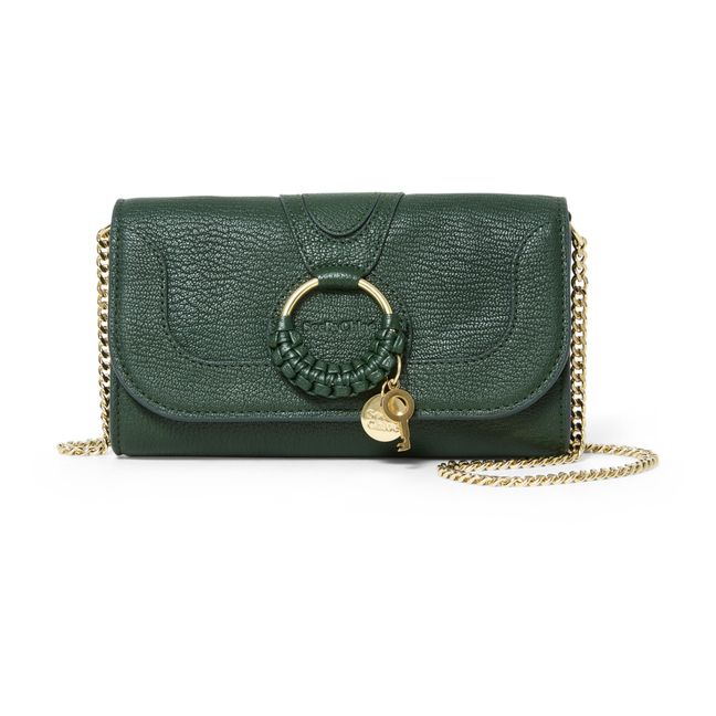 Hana Leather Chain Pouch Verde Oscuro