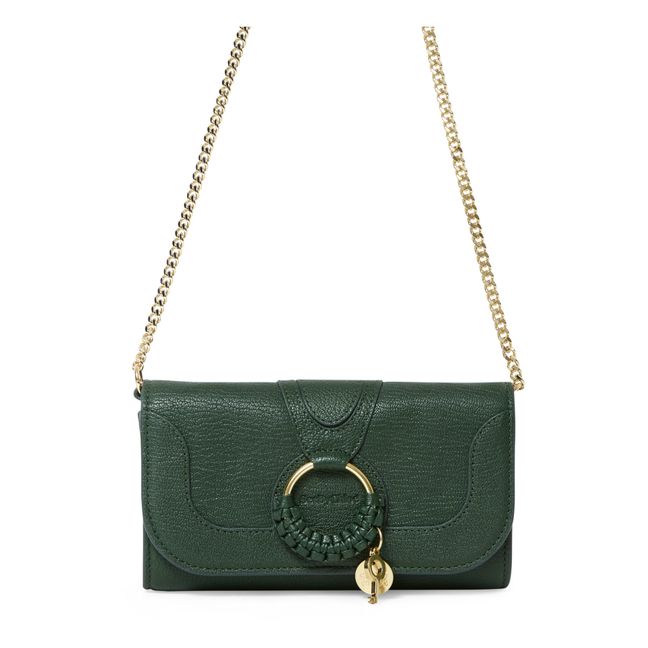 Hana Leather Chain Pouch Verde Oscuro