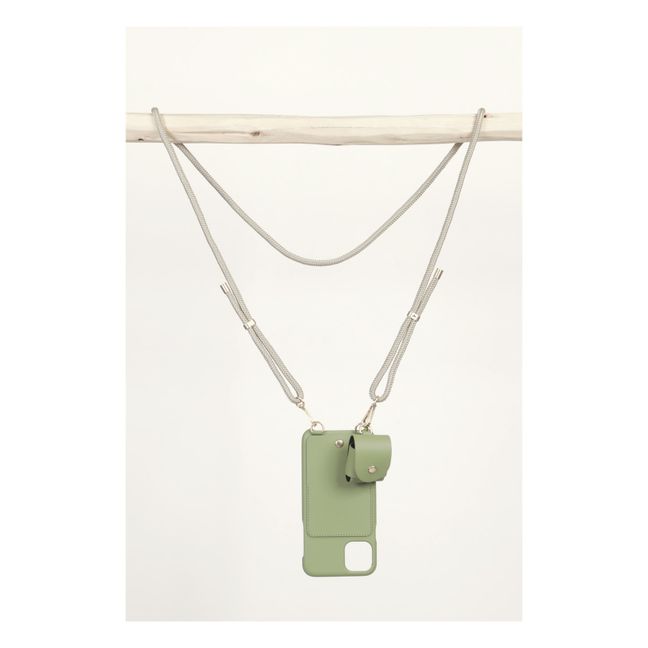 Custodia per Airpod 1 & 2, modello: Joe, in pelle | Verde militare