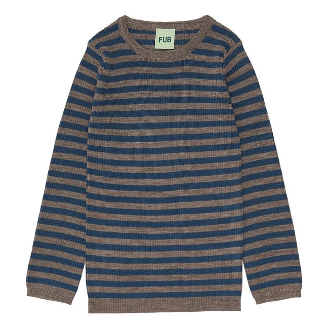Merino Wool Striped Jumper | Blue