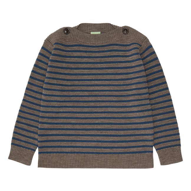 Striped Merino Wool Jumper | Brown