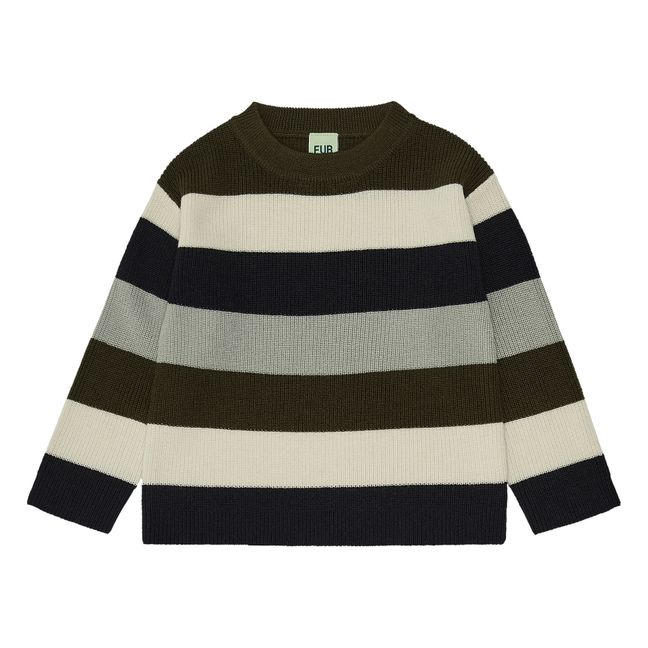Thick Stripe Merino Wool Jumper | Verde