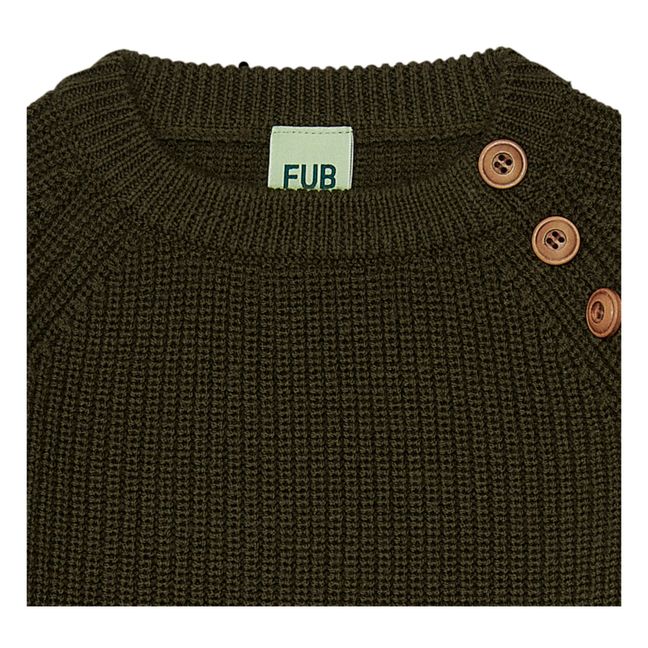 Merino Wool Button Jumper | Khaki