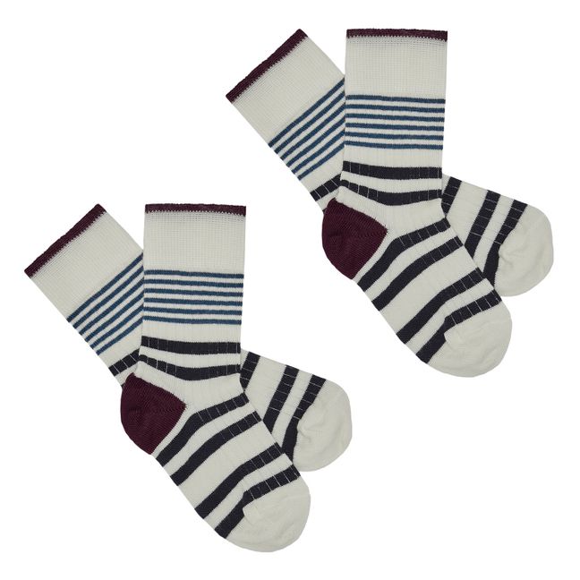 Striped Socks - Set of 2 Ecru