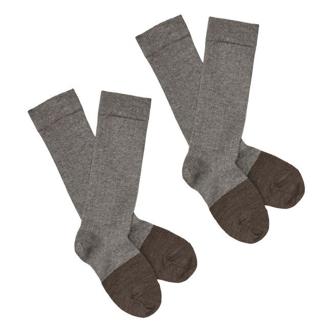 Long Socks - Set of 2 Taupe brown