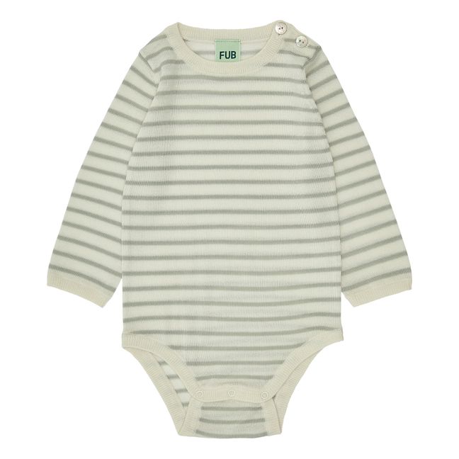 Merino Wool Striped Baby Bodysuit | Verde