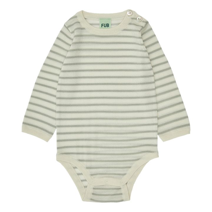 Merino Wool Striped Baby Bodysuit | Verde- Imagen del producto n°0