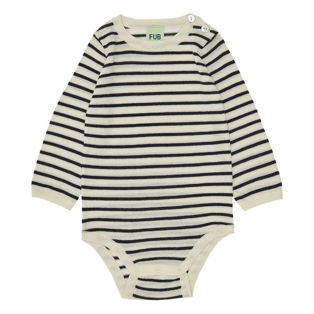 Merino Wool Striped Baby Bodysuit | Azul Marino