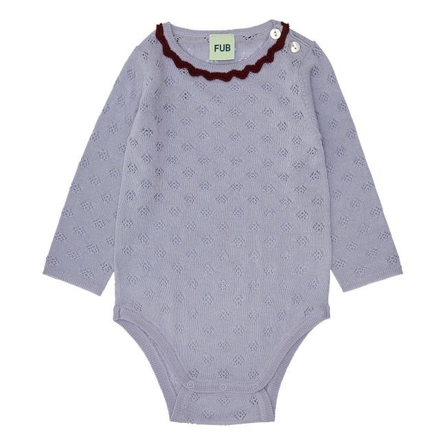 Merino Wool Pointelle Baby Bodysuit | Lavanda