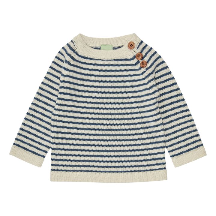 Merino Wool Button-Up Striped Jumper | Azul- Imagen del producto n°0
