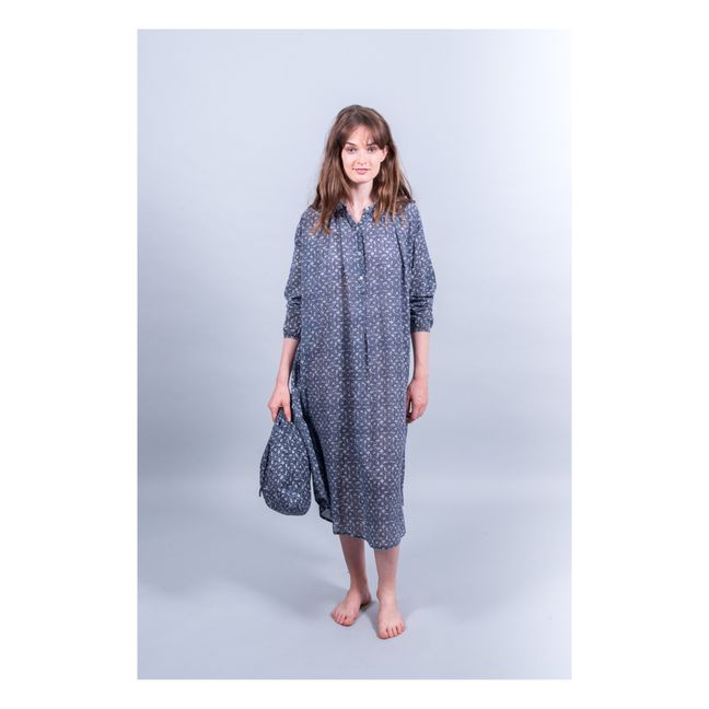 Marge Long Print Nightgown | Navy