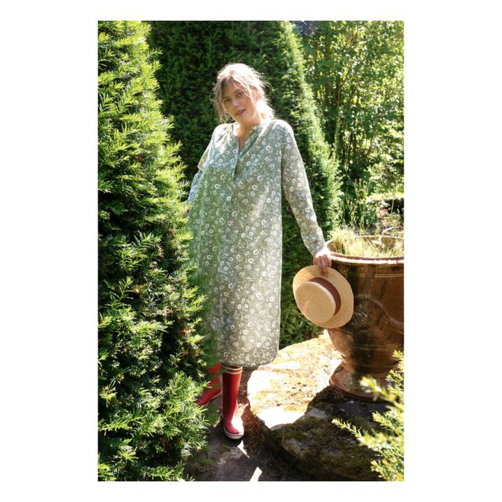 Victor Long Floral Nightgown | Verde- Imagen del producto n°1