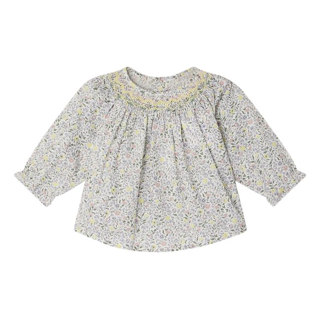 Griotte Exclusive Liberty Print Smocked Blouse Mauve
