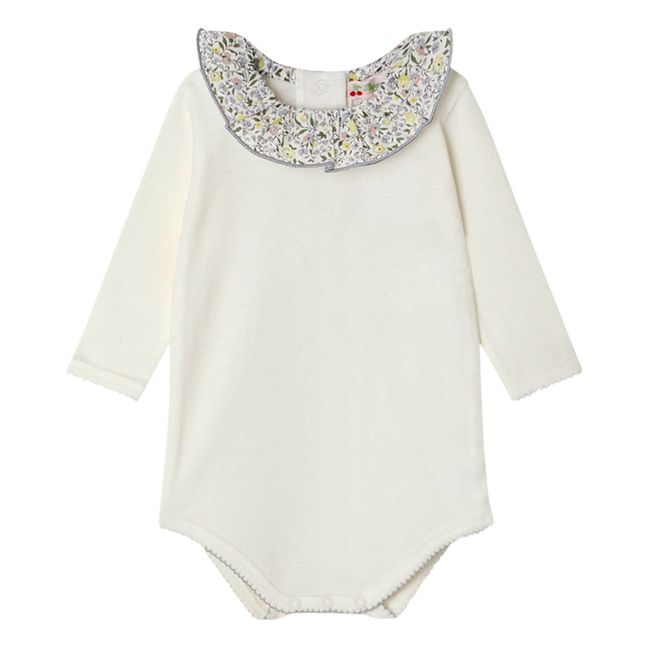 Baroline Floral Collar Baby Bodysuit Blanco