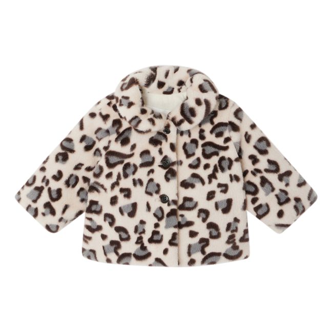 Douceur Leopard Print Faux Fur Coat | Beige